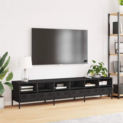 vidaXL TV Cabinet Black 202x39x43,5 cm Cold-rolled Steel