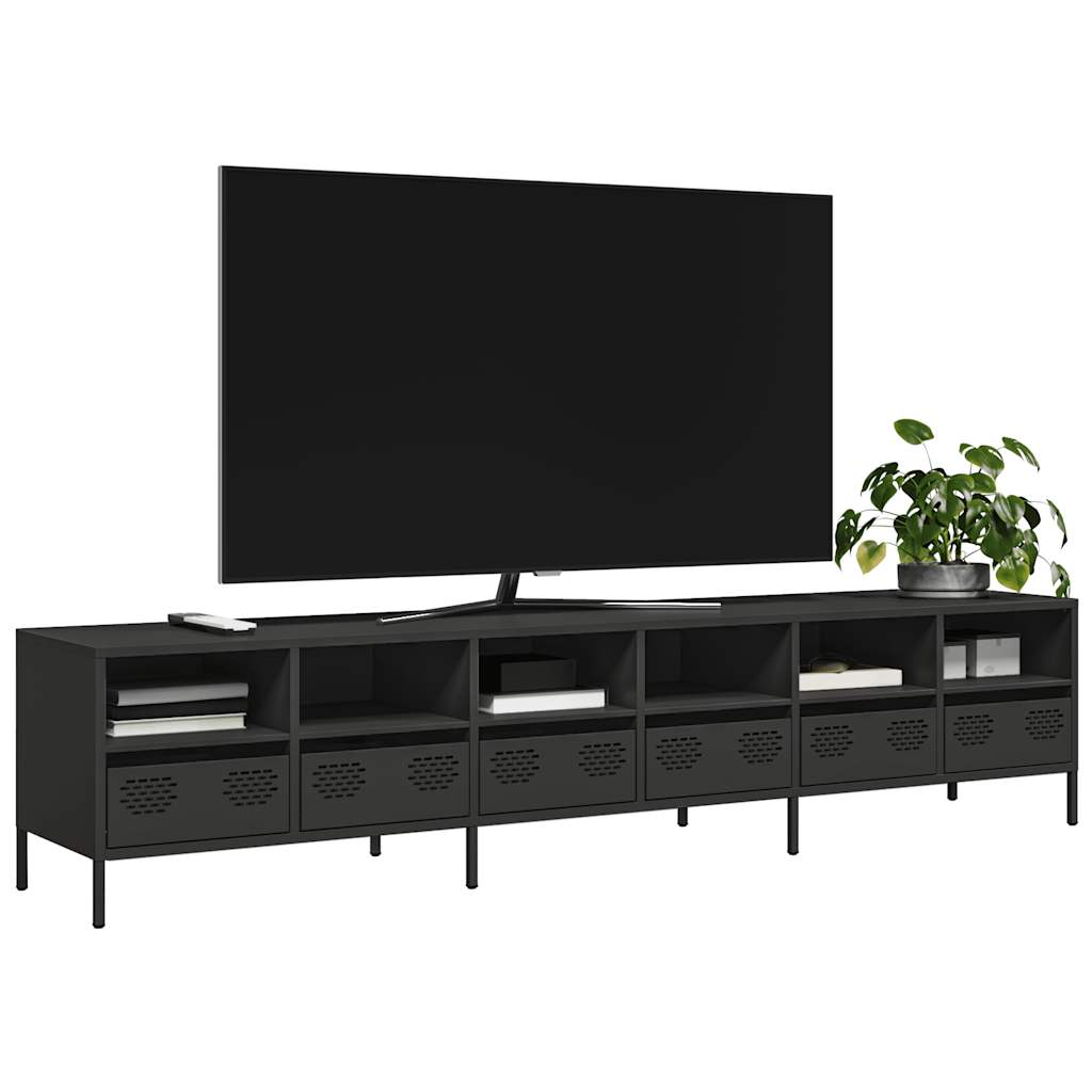 vidaXL TV Cabinet Black 202x39x43,5 cm Cold-rolled Steel