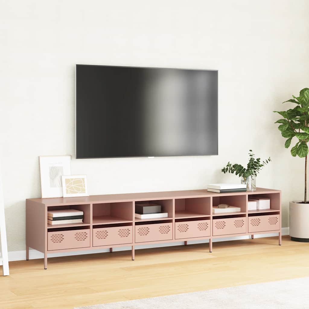 vidaXL TV Cabinet Pink 202x39x43,5 cm Cold-rolled Steel