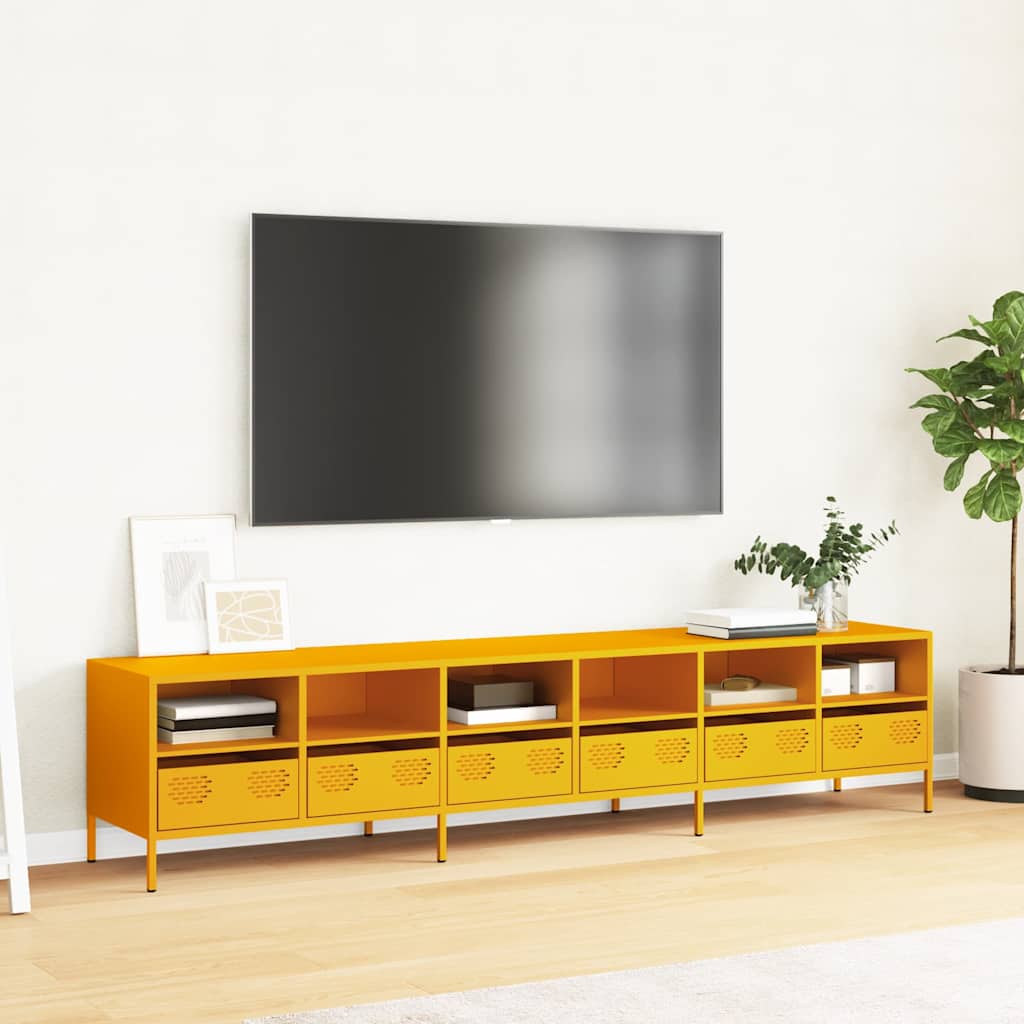 vidaXL TV Cabinet Mustard Yellow 202x39x43,5 cm Cold-rolled Steel