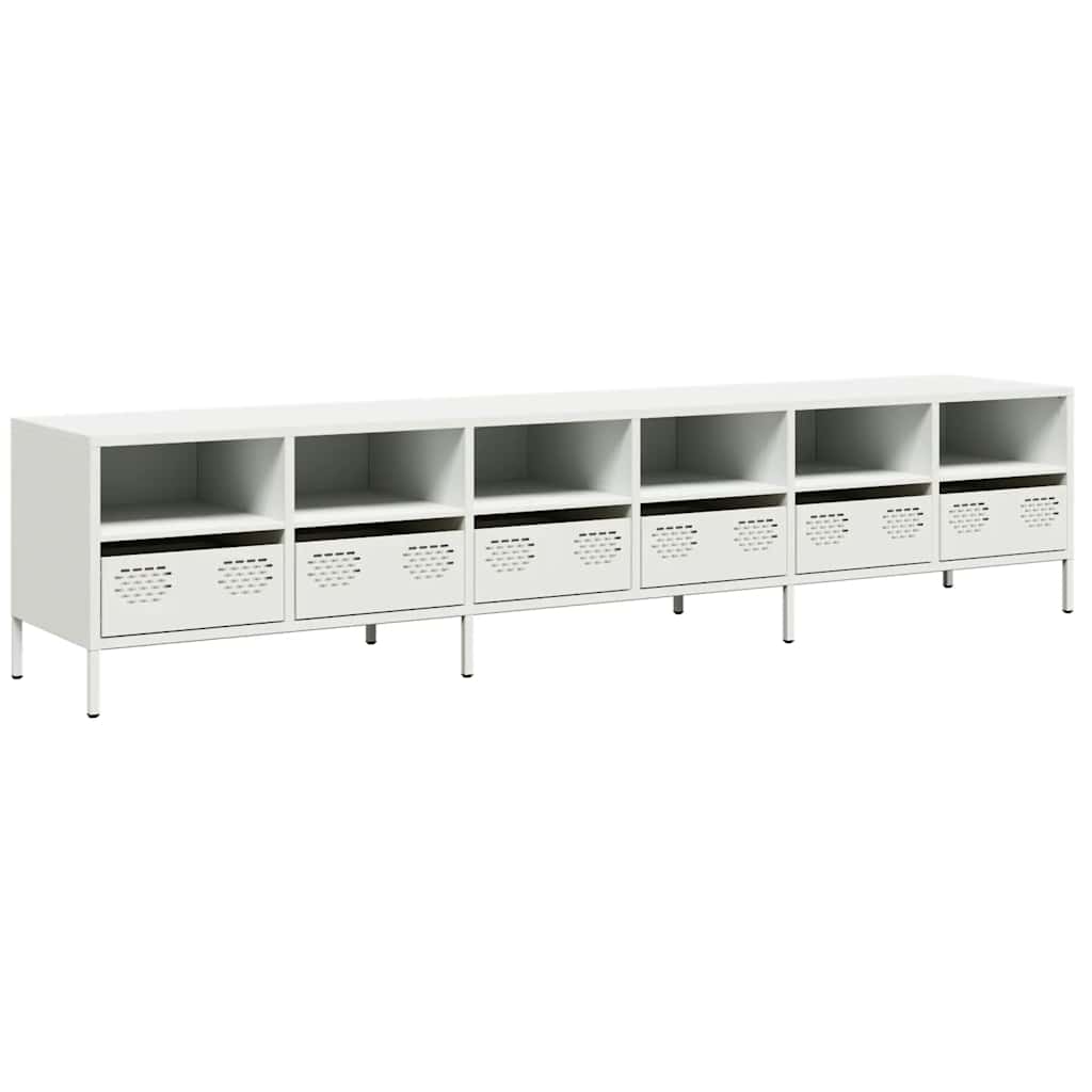 vidaXL TV Cabinet White 202x39x43.5 cm Cold-rolled Steel
