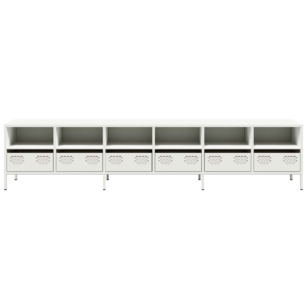 vidaXL TV Cabinet White 202x39x43.5 cm Cold-rolled Steel