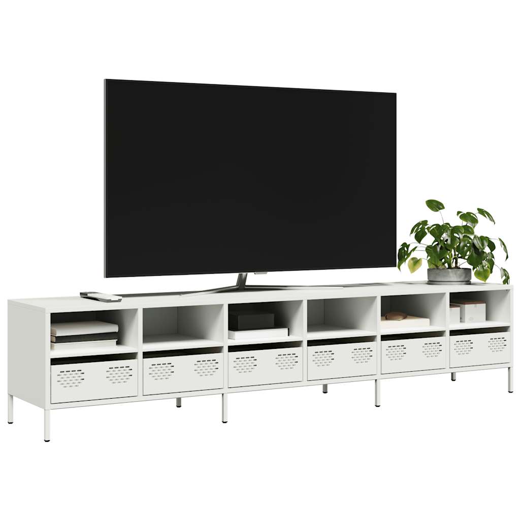 vidaXL TV Cabinet White 202x39x43,5 cm Cold-rolled Steel