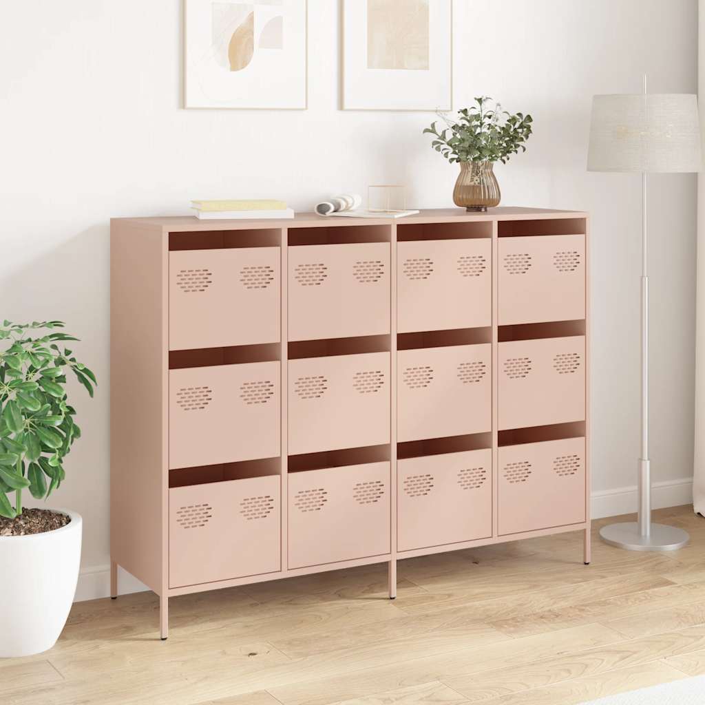 vidaXL Sideboard Pink 135x39x103,5 cm Cold-rolled Steel