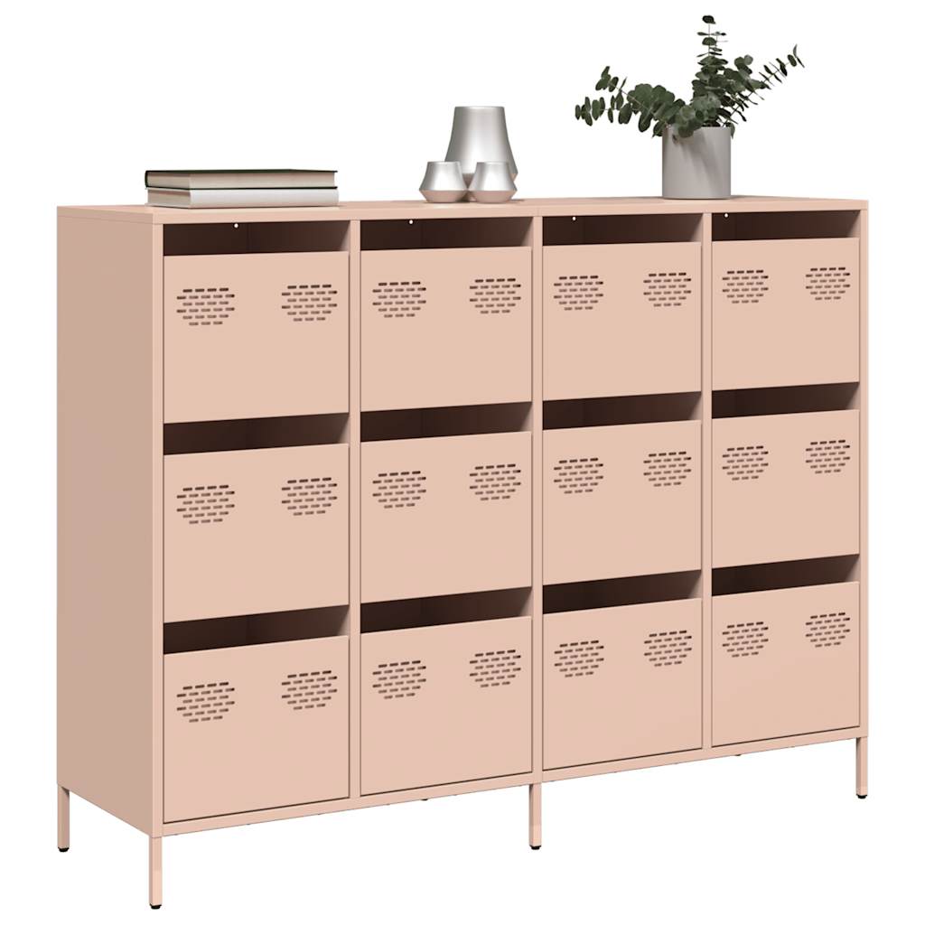 vidaXL Sideboard Pink 135x39x103,5 cm Cold-rolled Steel