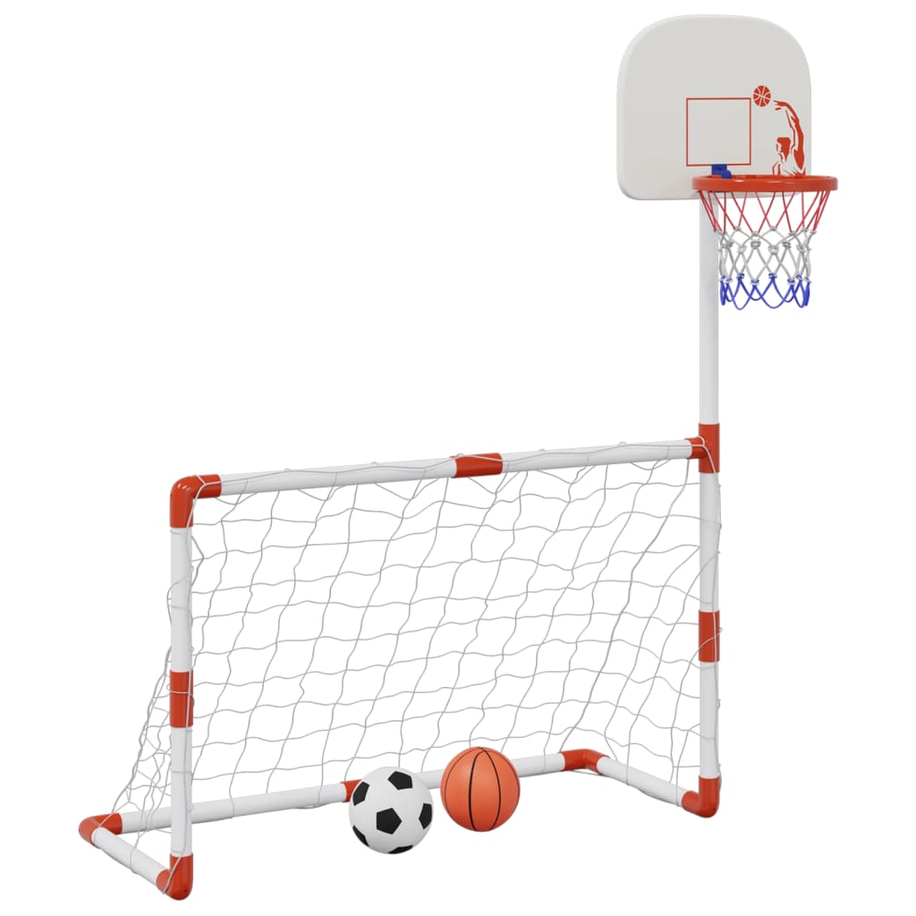 vidaXL Children's Football and Basketball Set with Balls 98x50x70 cm