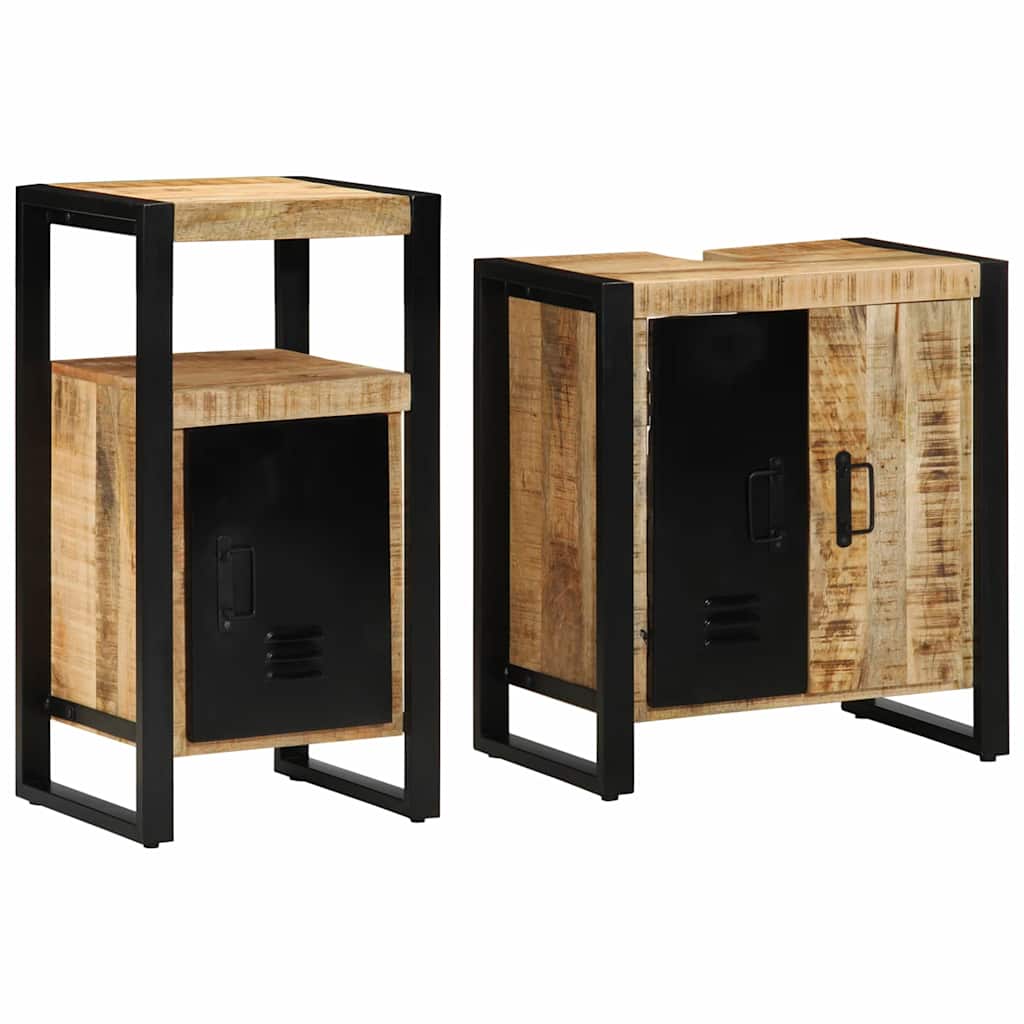 vidaXL Bathroom Furniture Set 2 pcs Brown and Black Solid Mango Wood