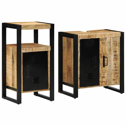 vidaXL Bathroom Furniture Set 2 pcs Brown and Black Solid Mango Wood