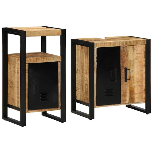 vidaXL Bathroom Furniture Set 2 pcs Brown and Black Solid Mango Wood