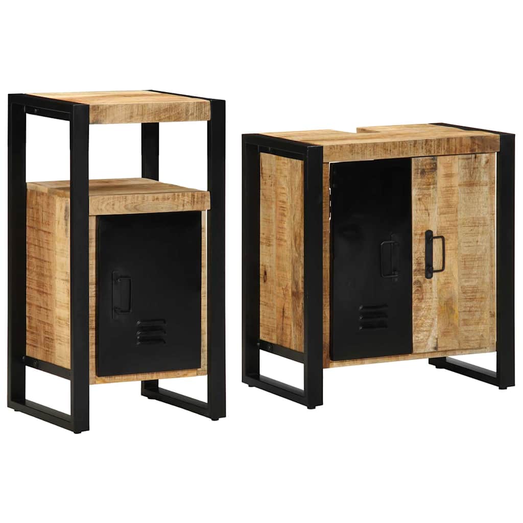 vidaXL Bathroom Furniture Set 2 pcs Brown and Black Solid Mango Wood