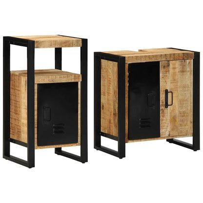 vidaXL Bathroom Furniture Set 2 pcs Brown and Black Solid Mango Wood