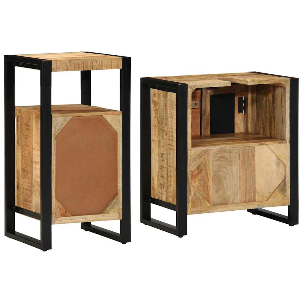 vidaXL Bathroom Furniture Set 2 pcs Brown and Black Solid Mango Wood