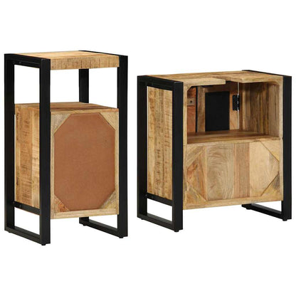 vidaXL Bathroom Furniture Set 2 pcs Brown and Black Solid Mango Wood