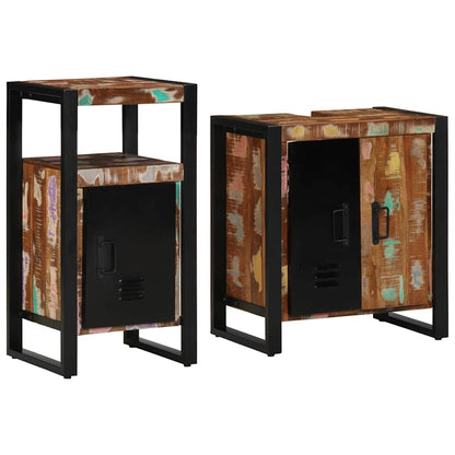 vidaXL Bathroom Furniture Set with Drawer 2 pcs Solid Reclaim Wood