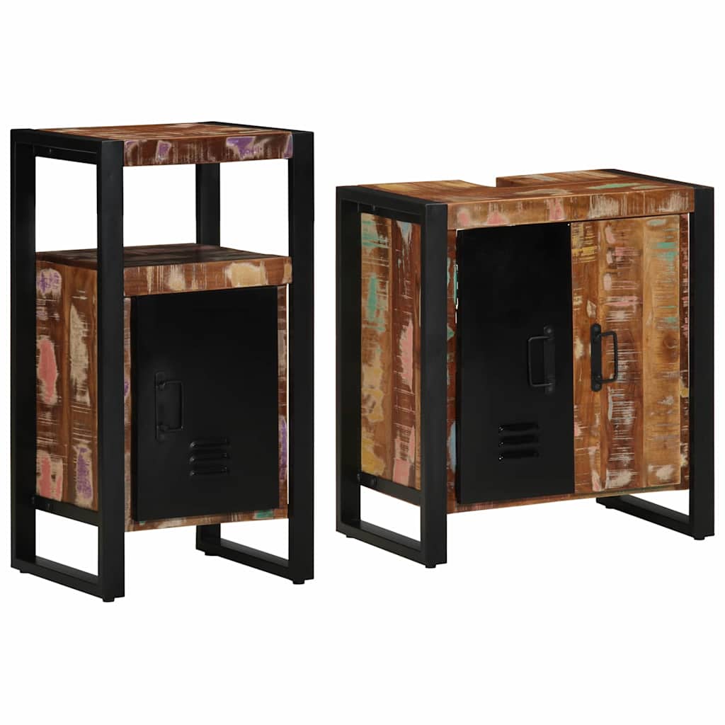 vidaXL Bathroom Furniture Set with Drawer 2 pcs Solid Reclaim Wood