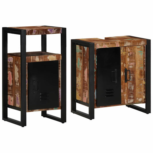 vidaXL Bathroom Furniture Set with Drawer 2 pcs Solid Reclaim Wood
