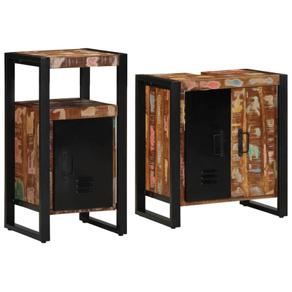 vidaXL Bathroom Furniture Set with Drawer 2 pcs Solid Reclaim Wood