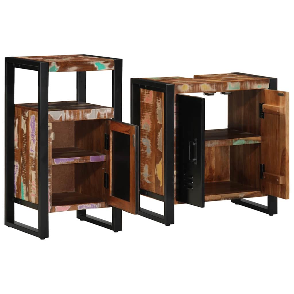 vidaXL Bathroom Furniture Set with Drawer 2 pcs Solid Reclaim Wood