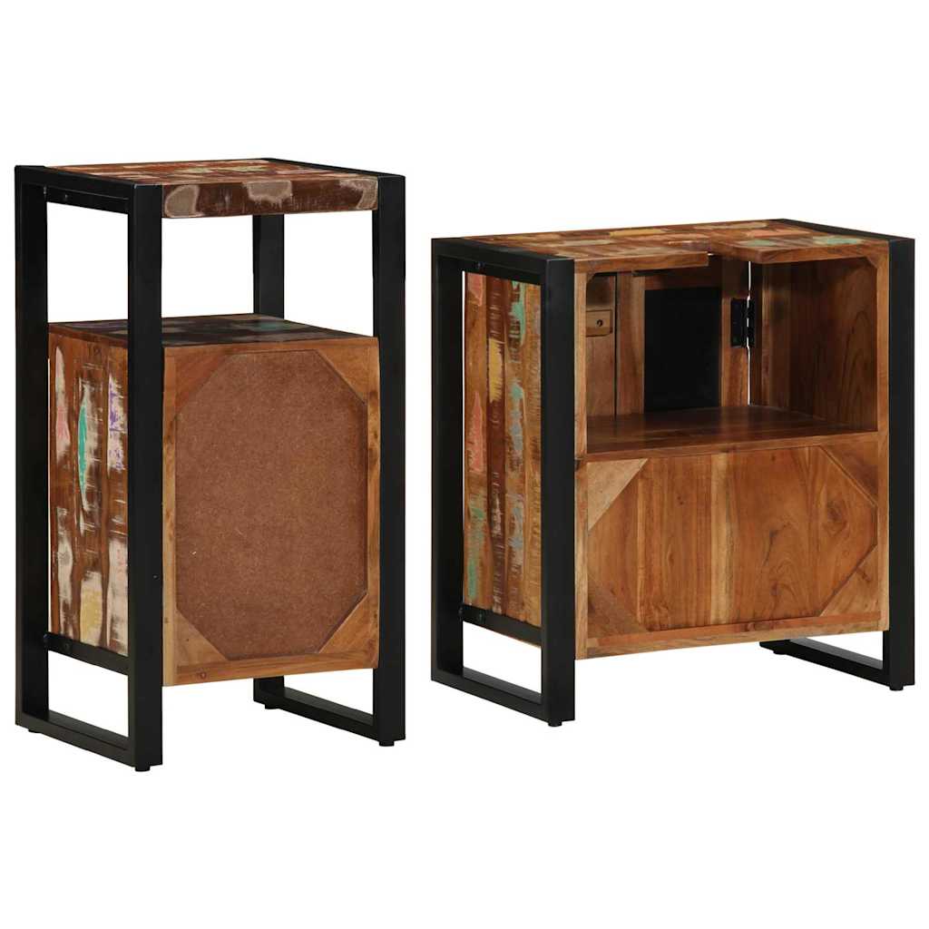 vidaXL Bathroom Furniture Set with Drawer 2 pcs Solid Reclaim Wood