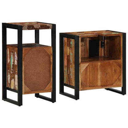 vidaXL Bathroom Furniture Set with Drawer 2 pcs Solid Reclaim Wood