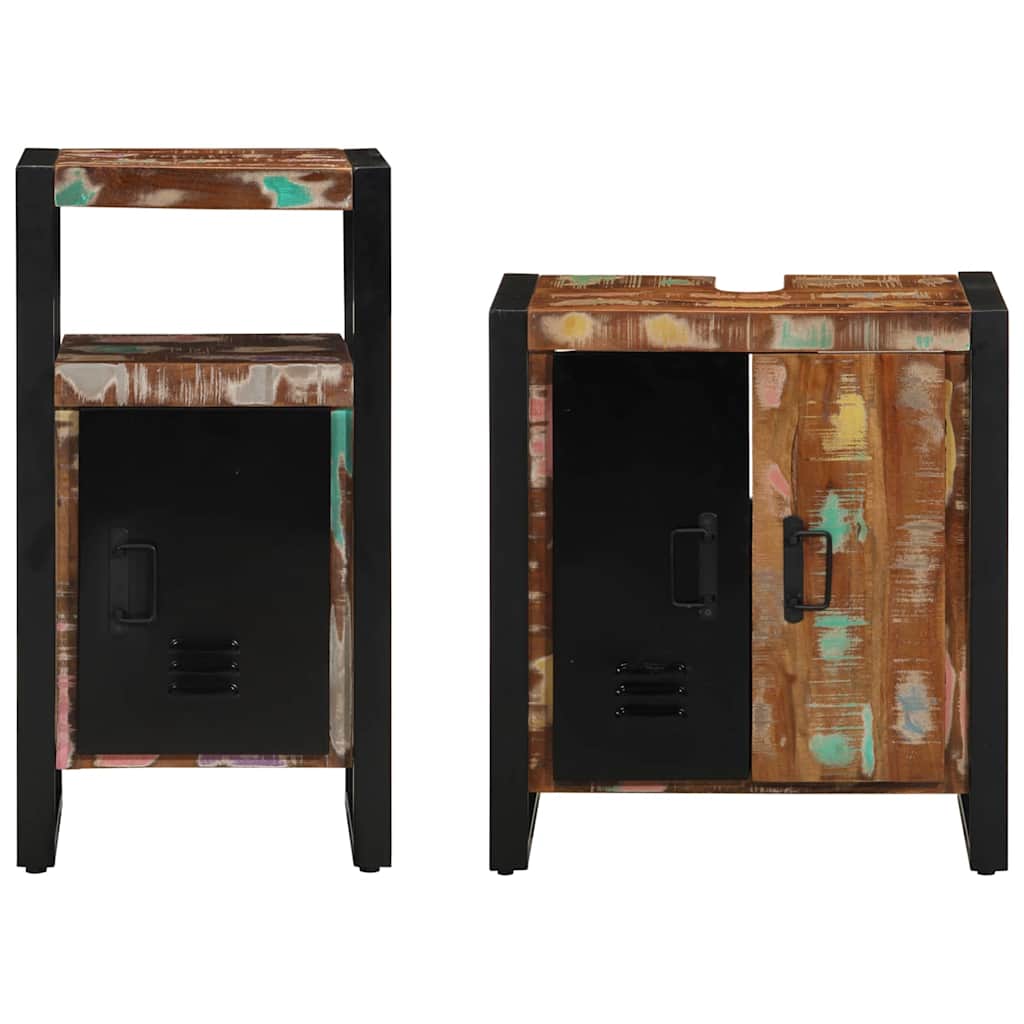 vidaXL Bathroom Furniture Set with Drawer 2 pcs Solid Reclaim Wood