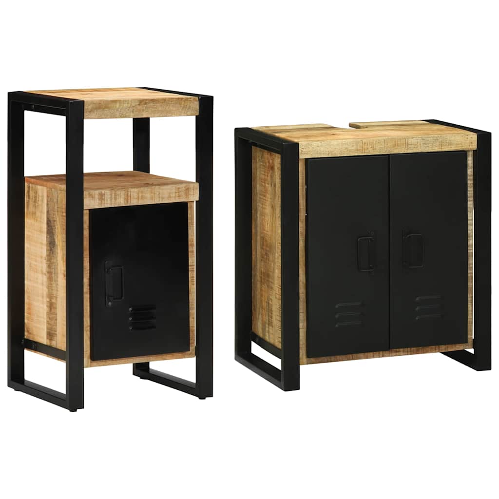 vidaXL Bathroom Furniture Set 2 pcs Brown and Black Solid Mango Wood