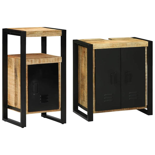vidaXL Bathroom Furniture Set 2 pcs Brown and Black Solid Mango Wood