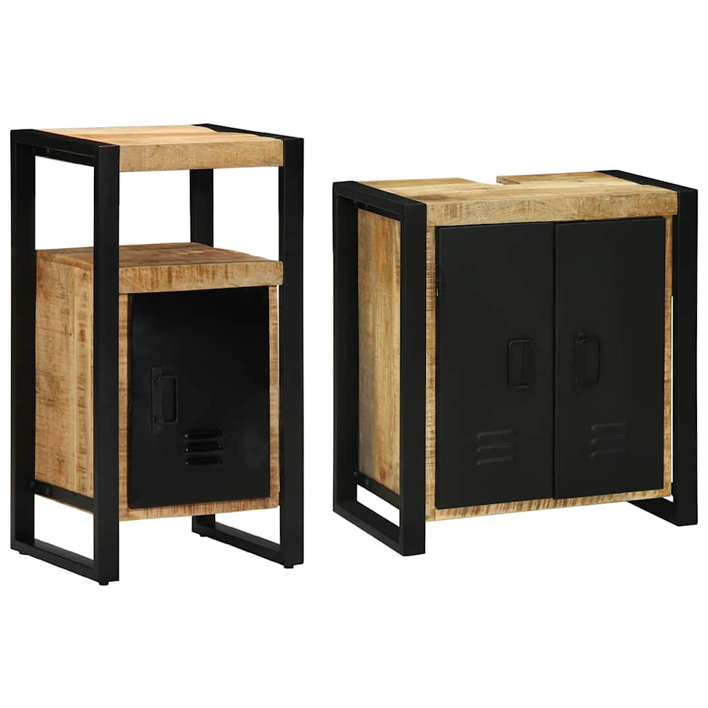 vidaXL Bathroom Furniture Set 2 pcs Brown and Black Solid Mango Wood