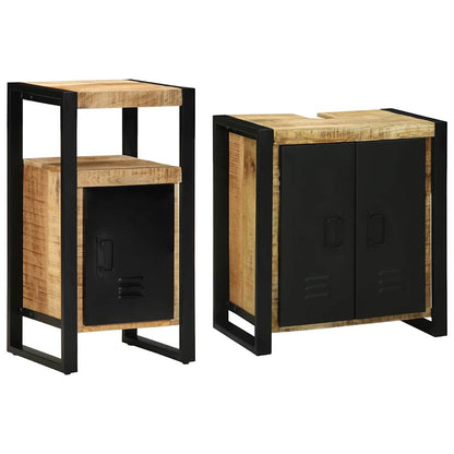 vidaXL Bathroom Furniture Set 2 pcs Brown and Black Solid Mango Wood