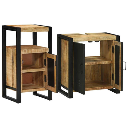 vidaXL Bathroom Furniture Set 2 pcs Brown and Black Solid Mango Wood
