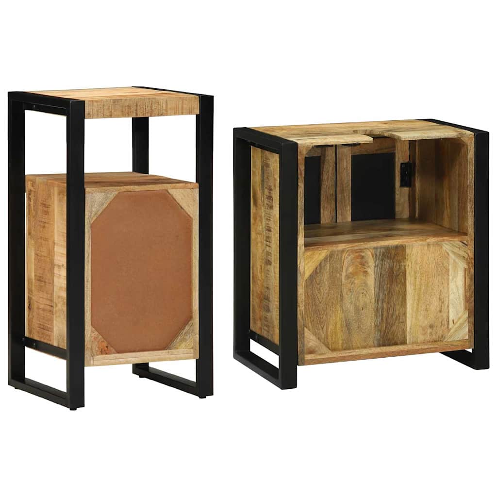 vidaXL Bathroom Furniture Set 2 pcs Brown and Black Solid Mango Wood