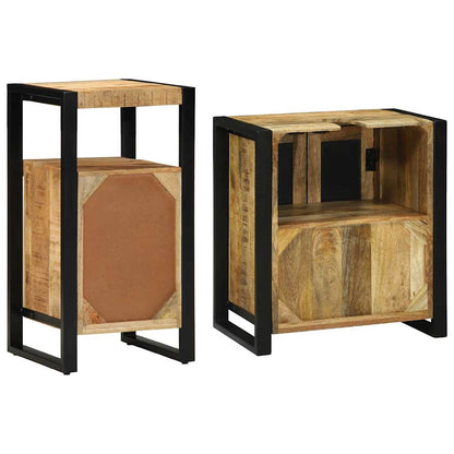 vidaXL Bathroom Furniture Set 2 pcs Brown and Black Solid Mango Wood