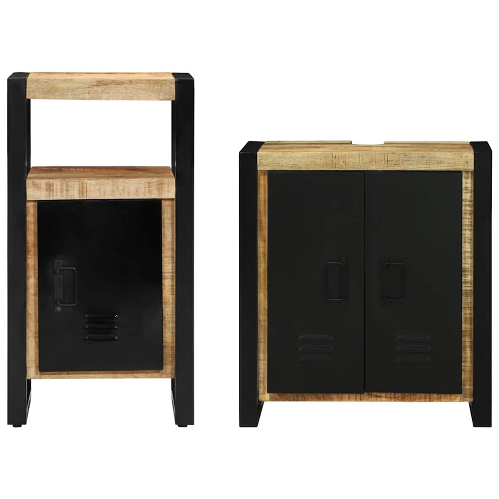 vidaXL Bathroom Furniture Set 2 pcs Brown and Black Solid Mango Wood
