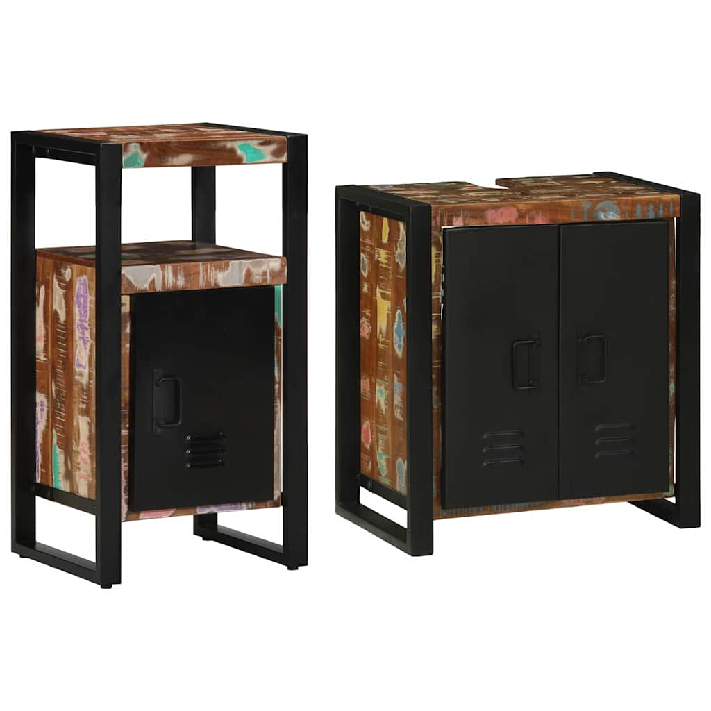 vidaXL Bathroom Furniture Set with Drawer 2 pcs Solid Reclaim Wood