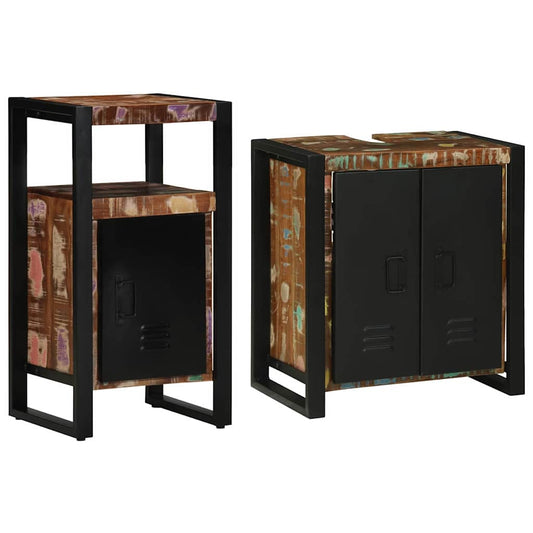 vidaXL Bathroom Furniture Set with Drawer 2 pcs Solid Reclaim Wood