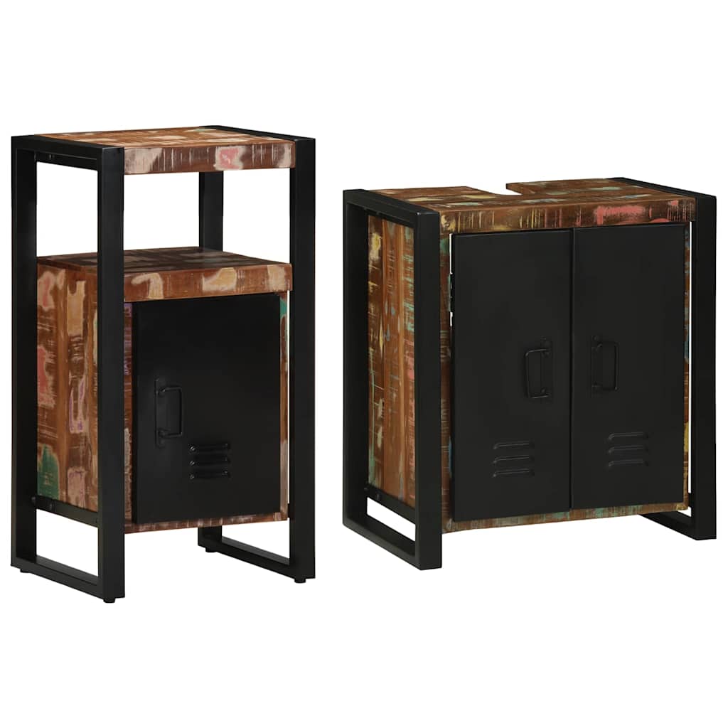vidaXL Bathroom Furniture Set with Drawer 2 pcs Solid Reclaim Wood