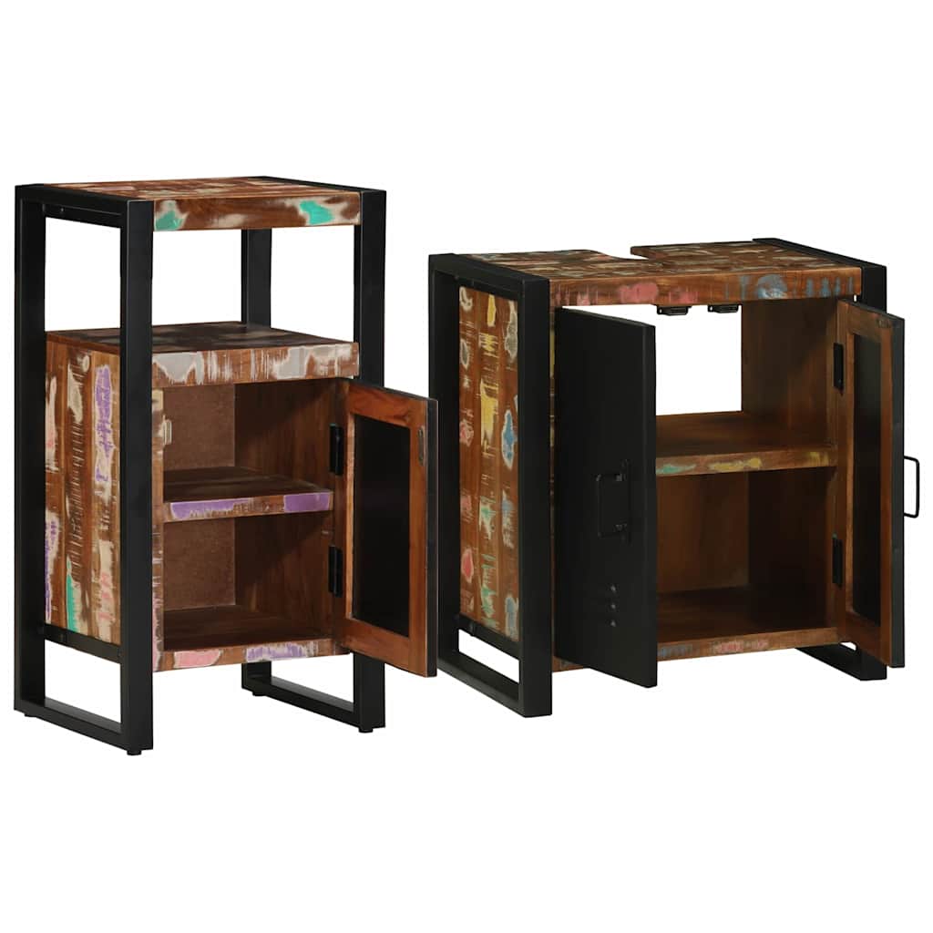 vidaXL Bathroom Furniture Set with Drawer 2 pcs Solid Reclaim Wood