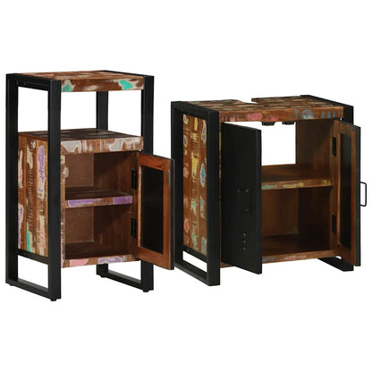 vidaXL Bathroom Furniture Set with Drawer 2 pcs Solid Reclaim Wood