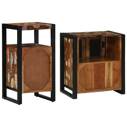 vidaXL Bathroom Furniture Set with Drawer 2 pcs Solid Reclaim Wood