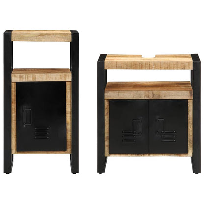 vidaXL Bathroom Furniture Set 2 pcs Brown Soild Rough Mango Wood