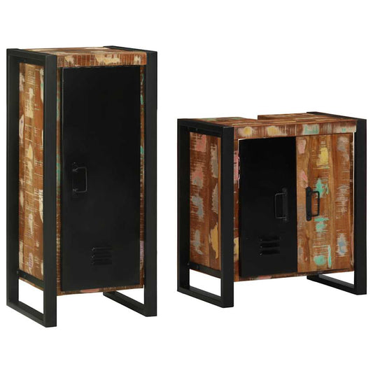 vidaXL Bathroom Furniture Set with Drawer 2 pcs Solid Reclaim Wood