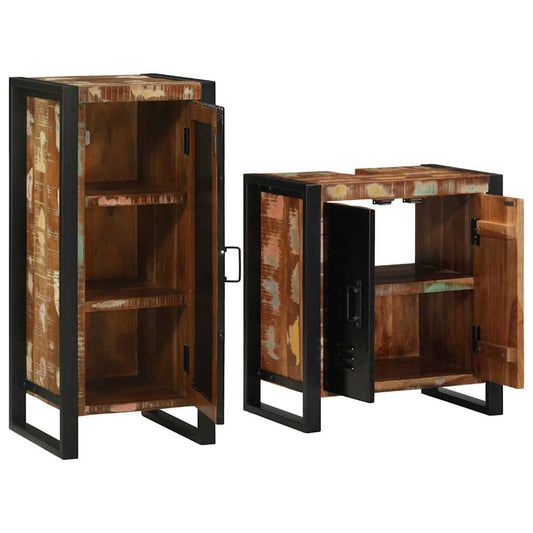 vidaXL Bathroom Furniture Set with Drawer 2 pcs Solid Reclaim Wood