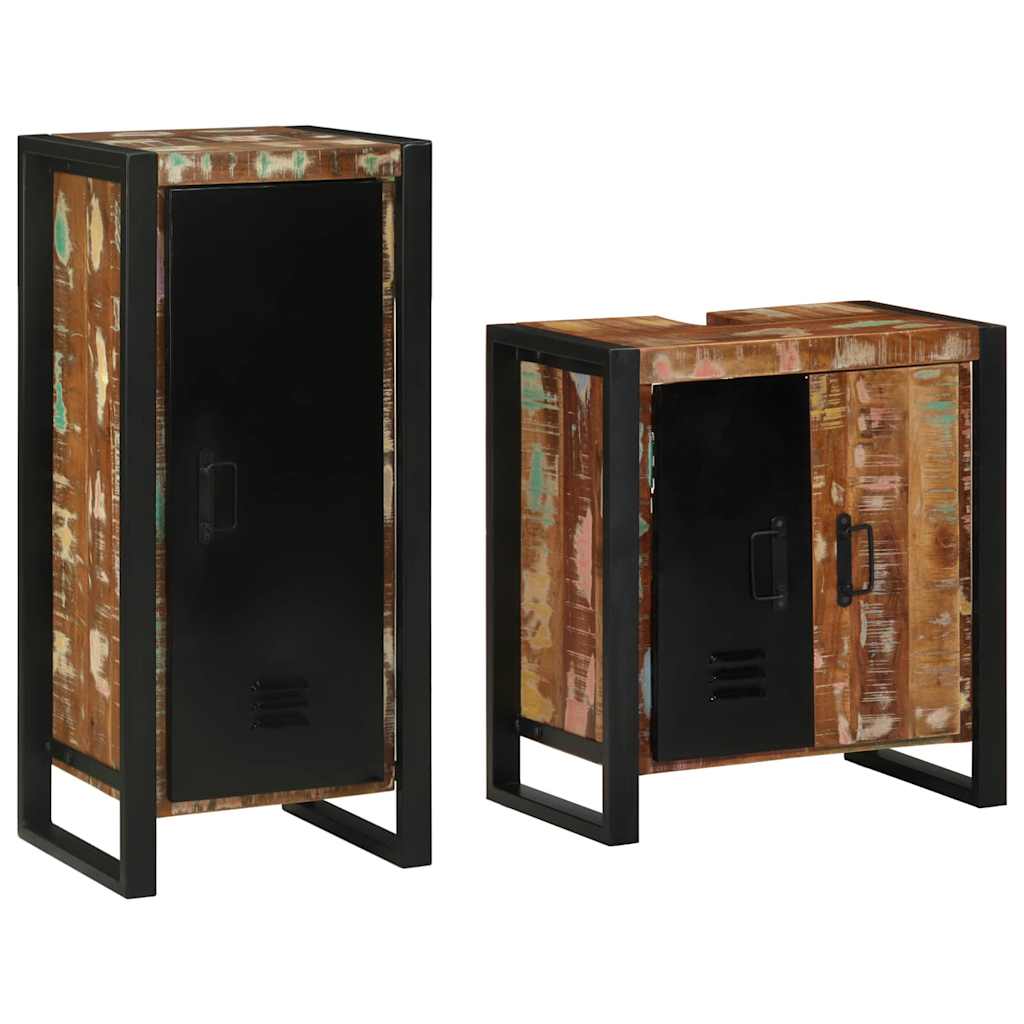 vidaXL Bathroom Furniture Set with Drawer 2 pcs Solid Reclaim Wood