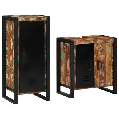 vidaXL Bathroom Furniture Set with Drawer 2 pcs Solid Reclaim Wood