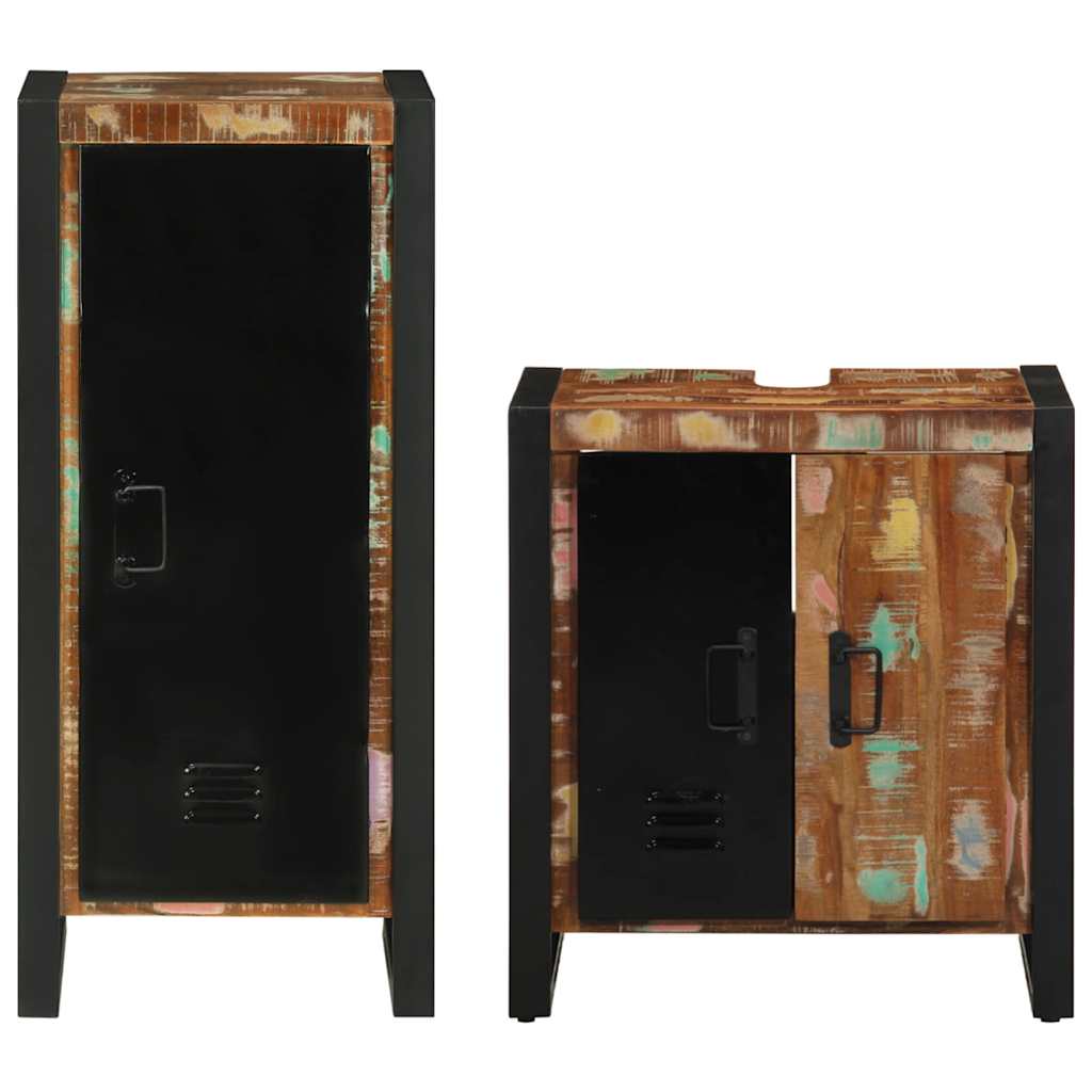 vidaXL Bathroom Furniture Set with Drawer 2 pcs Solid Reclaim Wood