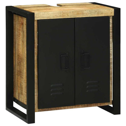 vidaXL Bathroom Furniture Set with Shelf 2 pcs Brown Soild Mango Wood