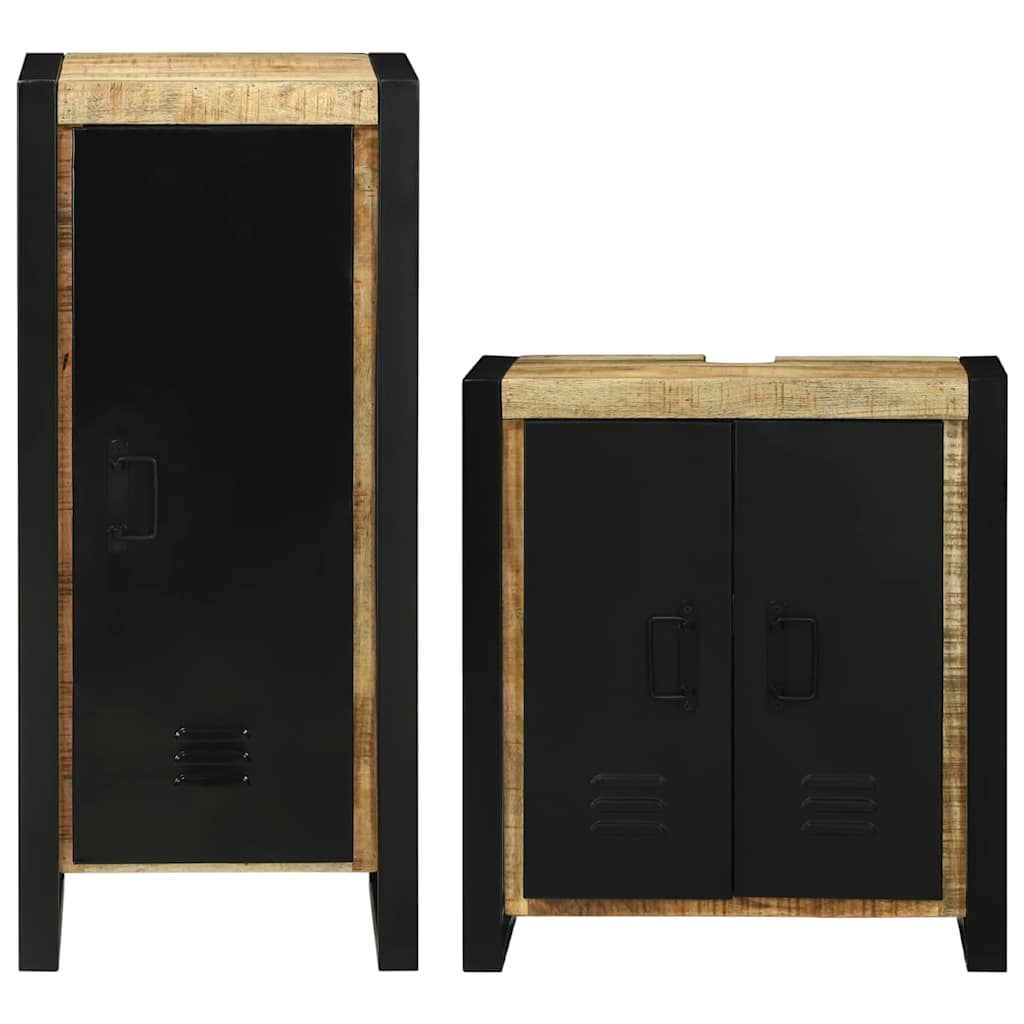 vidaXL Bathroom Furniture Set with Shelf 2 pcs Brown Soild Mango Wood