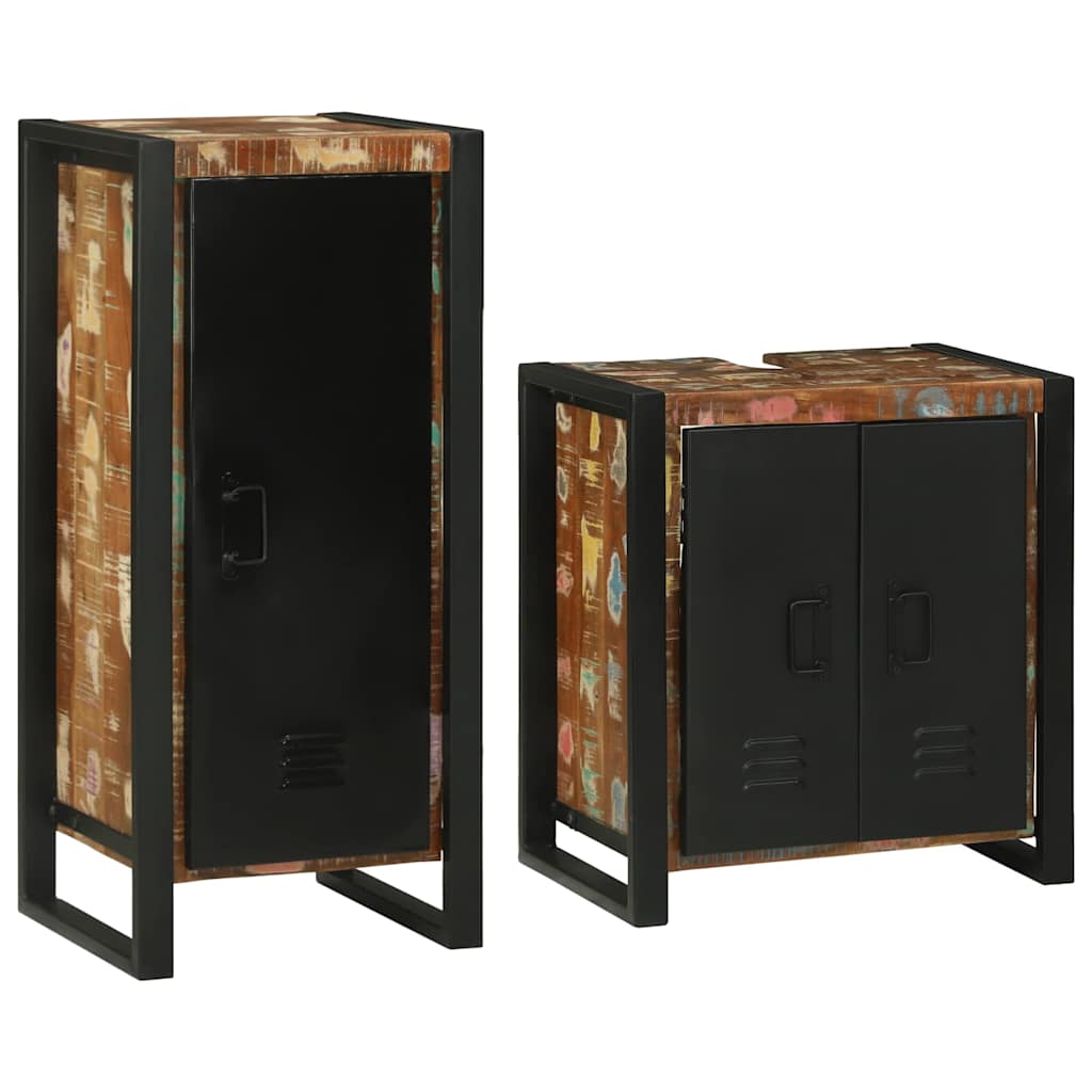 vidaXL Bathroom Furniture Set 2 pcs Multicolour Solid Reclaimed Wood