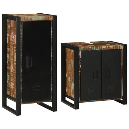 vidaXL Bathroom Furniture Set 2 pcs Multicolour Solid Reclaimed Wood