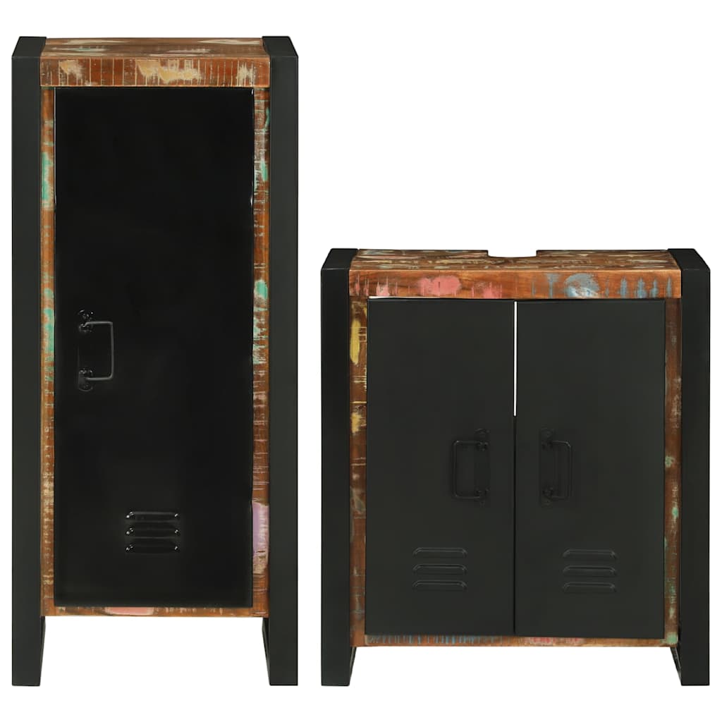 vidaXL Bathroom Furniture Set 2 pcs Multicolour Solid Reclaimed Wood